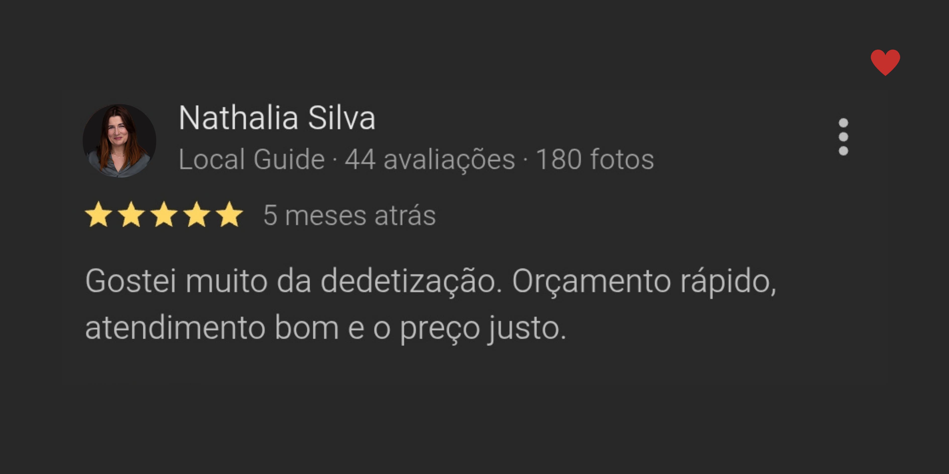 Depoimento sobre resultado do serviço