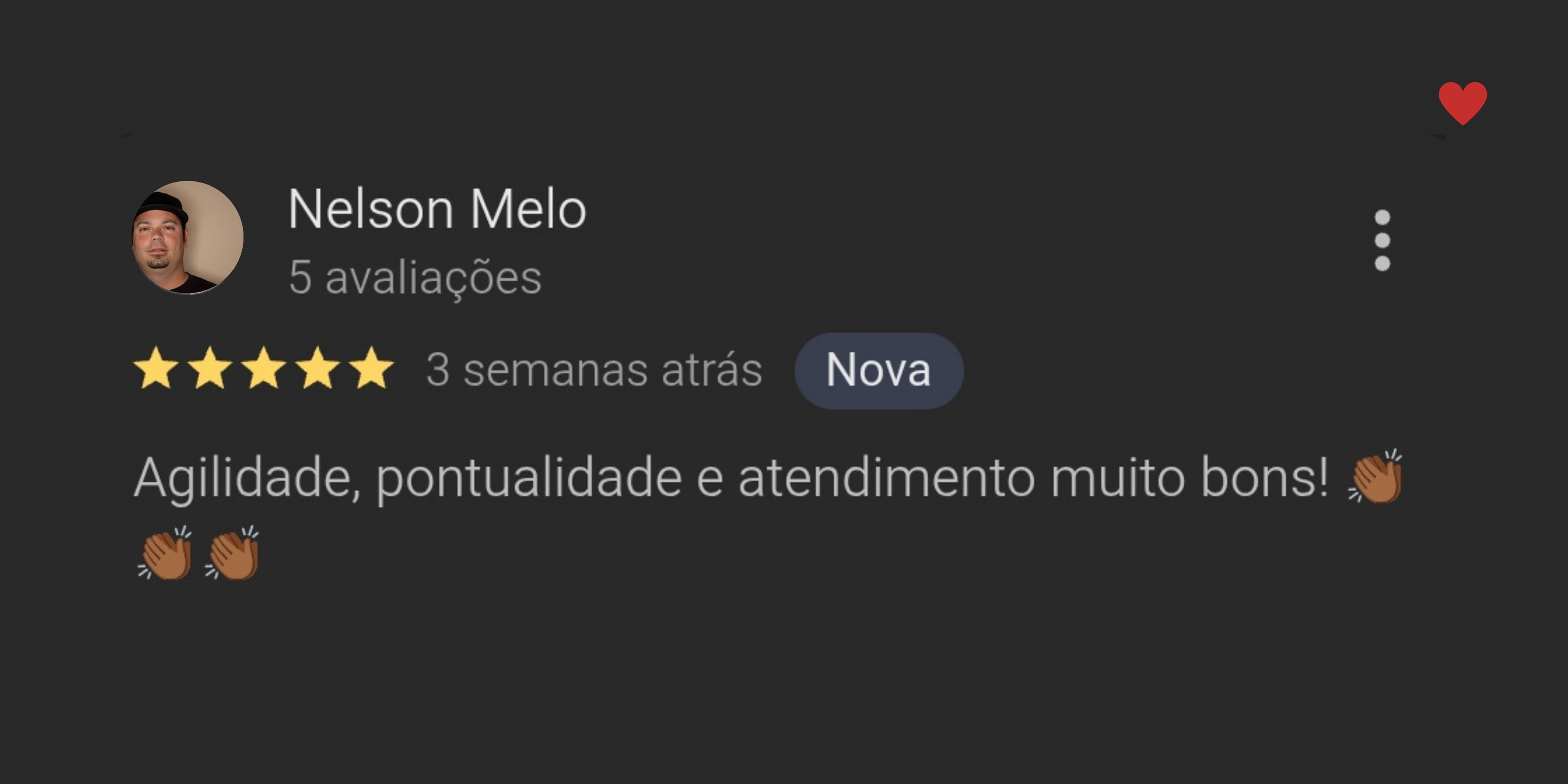 Avaliação de cliente sobre pontualidade